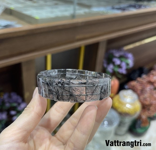 Vòng tay thạch anh tóc đen bản khúc 18ly