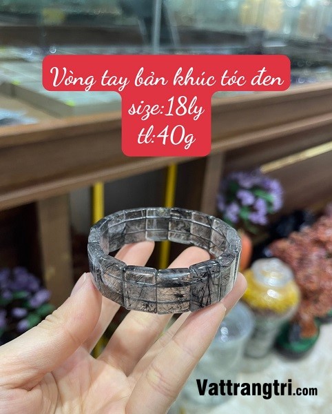 Vòng tay thạch anh tóc đen bản khúc 18ly