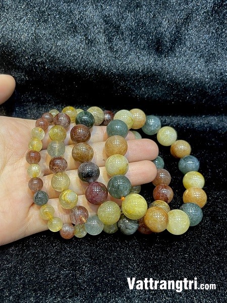 Vòng tay thạch anh tóc tam tài lộc