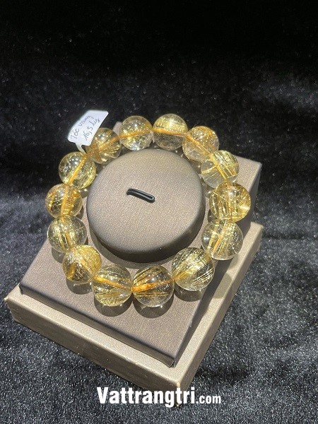 Vòng tay thạch anh tóc vàng vip 16.5ly