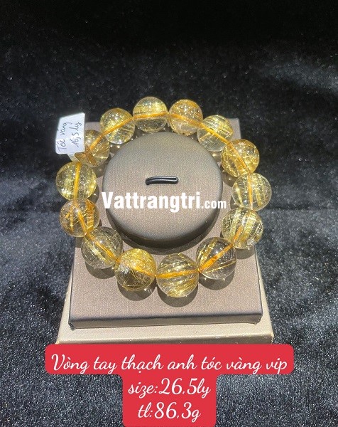 Vòng tay thạch anh tóc vàng vip 16.5ly