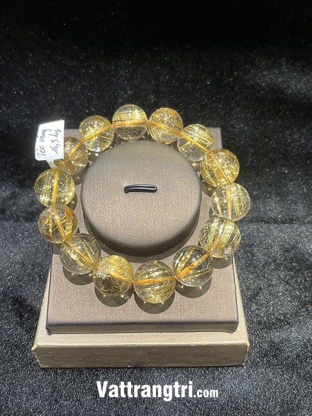 Vòng tay thạch anh tóc vàng vip 16.5ly