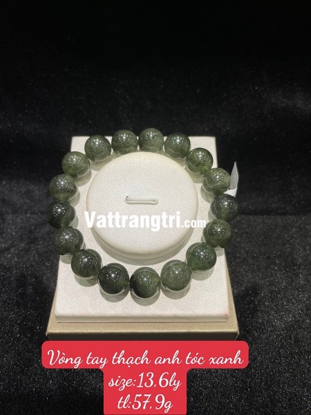 Vòng tay thạch anh tóc xanh vip 13.6ly