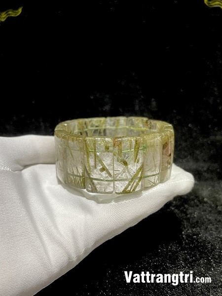 Vòng tay thạch anh tóc xanh bản khúc 30ly