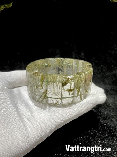 Vòng tay thạch anh tóc xanh bản khúc 30ly