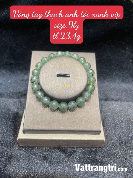 Vòng tay thạch anh tóc xanh tự nhiên 8-12ly
