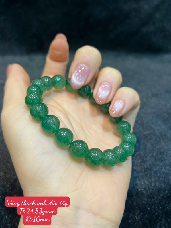 Vòng thạch anh dâu tây xanh 10ly