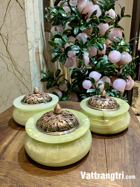 Lư Xông trầm Ngọc Onyx xanh 11cm