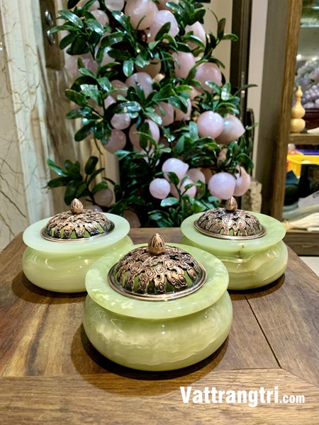 Lư Xông trầm Ngọc Onyx xanh 11cm