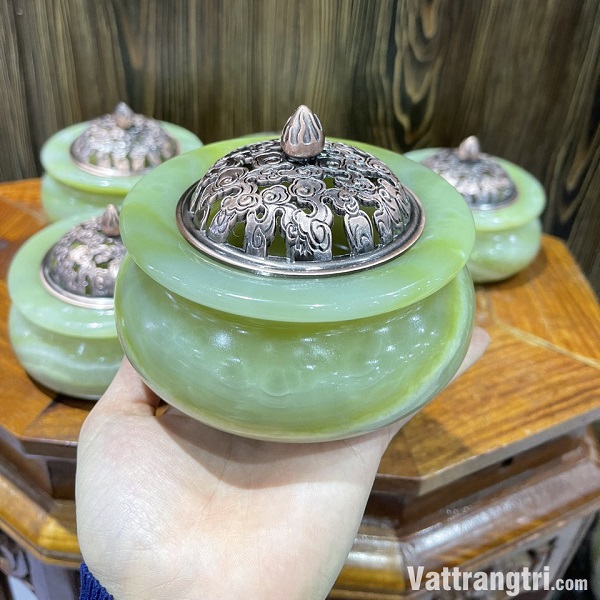 Lư Xông Trầm Xông Trầm Ngọc Onyx Xanh 11 x 10cm