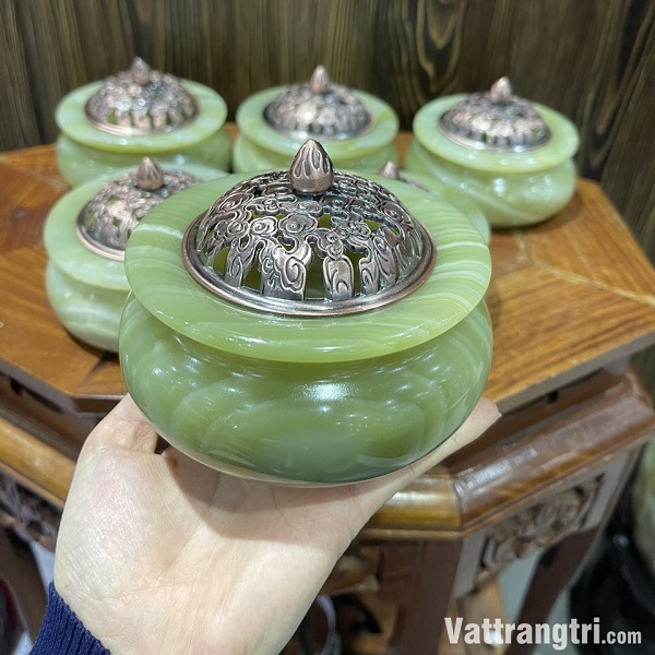 Lư Xông Trầm Xông Trầm Ngọc Onyx Xanh 11 x 10cm
