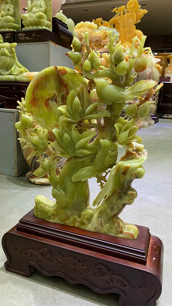 Tp Hoa khai phú quý ngọc onyx xanh 45x28x6cm