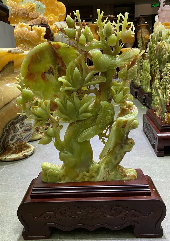 Tp Hoa khai phú quý ngọc onyx xanh 45x28x6cm