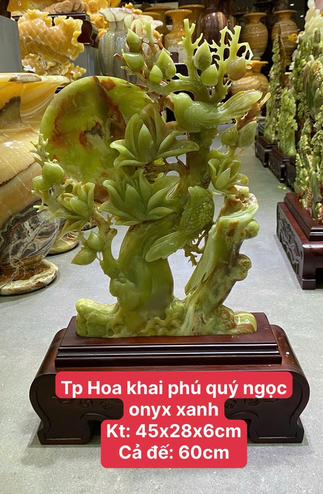 Tp Hoa khai phú quý ngọc onyx xanh 45x28x6cm