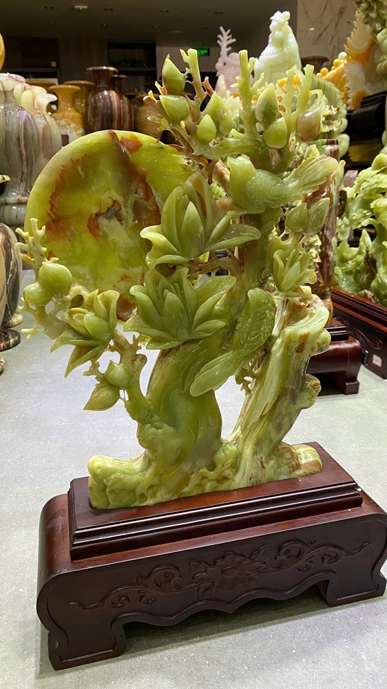 Tp Hoa khai phú quý ngọc onyx xanh 45x28x6cm