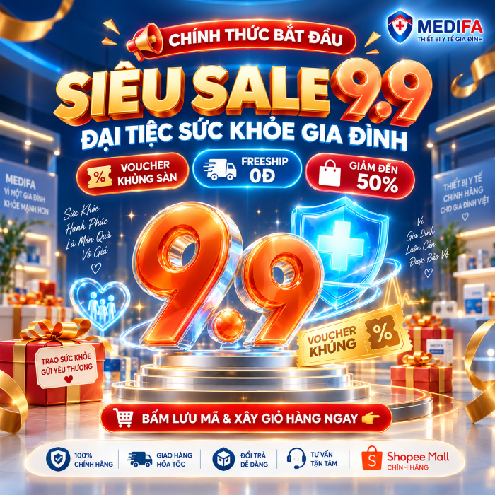Đón Sóng Siêu Sale 9.9 Cùng MEDIFA: Săn Siêu Voucher Shopee, Nâng Tầm Bảo Vệ Sức Khỏe Gia Đình