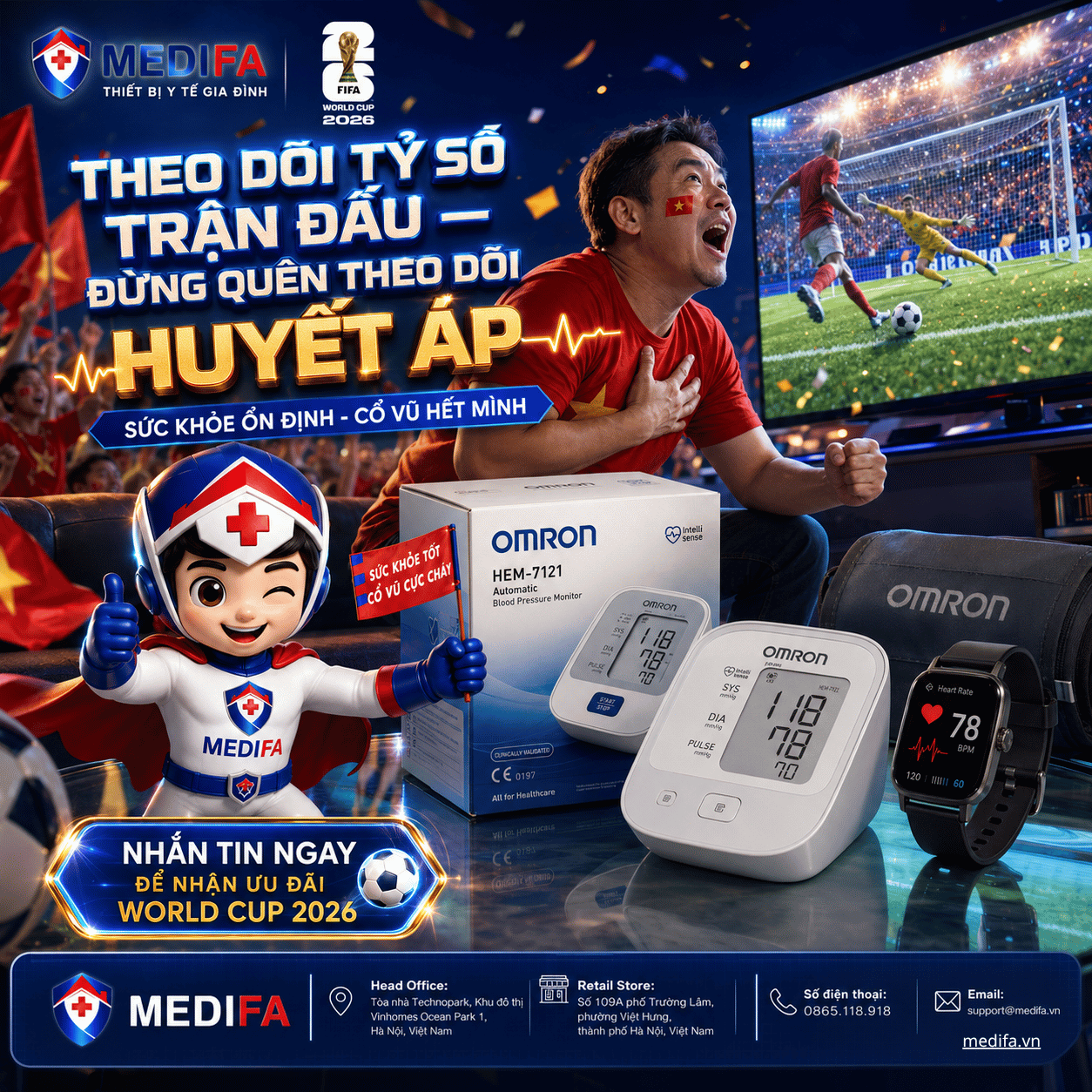 Thức Khuya Xem World Cup: Hiểm Họa Tăng Huyết Áp Đột Ngột Và Giải Pháp Bảo Vệ Hệ Tim Mạch Từ MEDIFA
