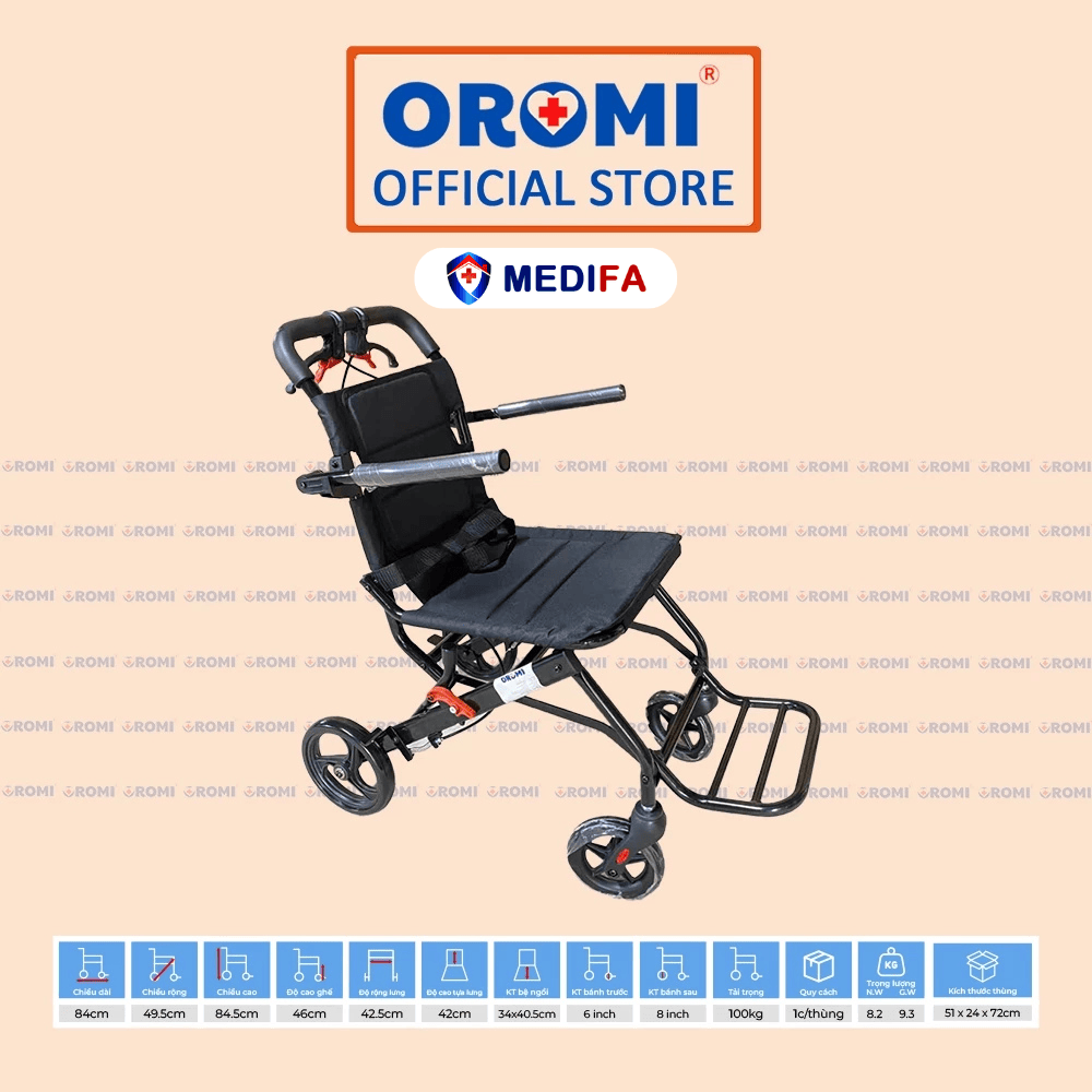 Xe Lăn Du Lịch Gấp Gọn Oromi XL-84S-NEW: Người Bạn Đồng Hành Cho Những Hành Trình Hiếu Nghĩa