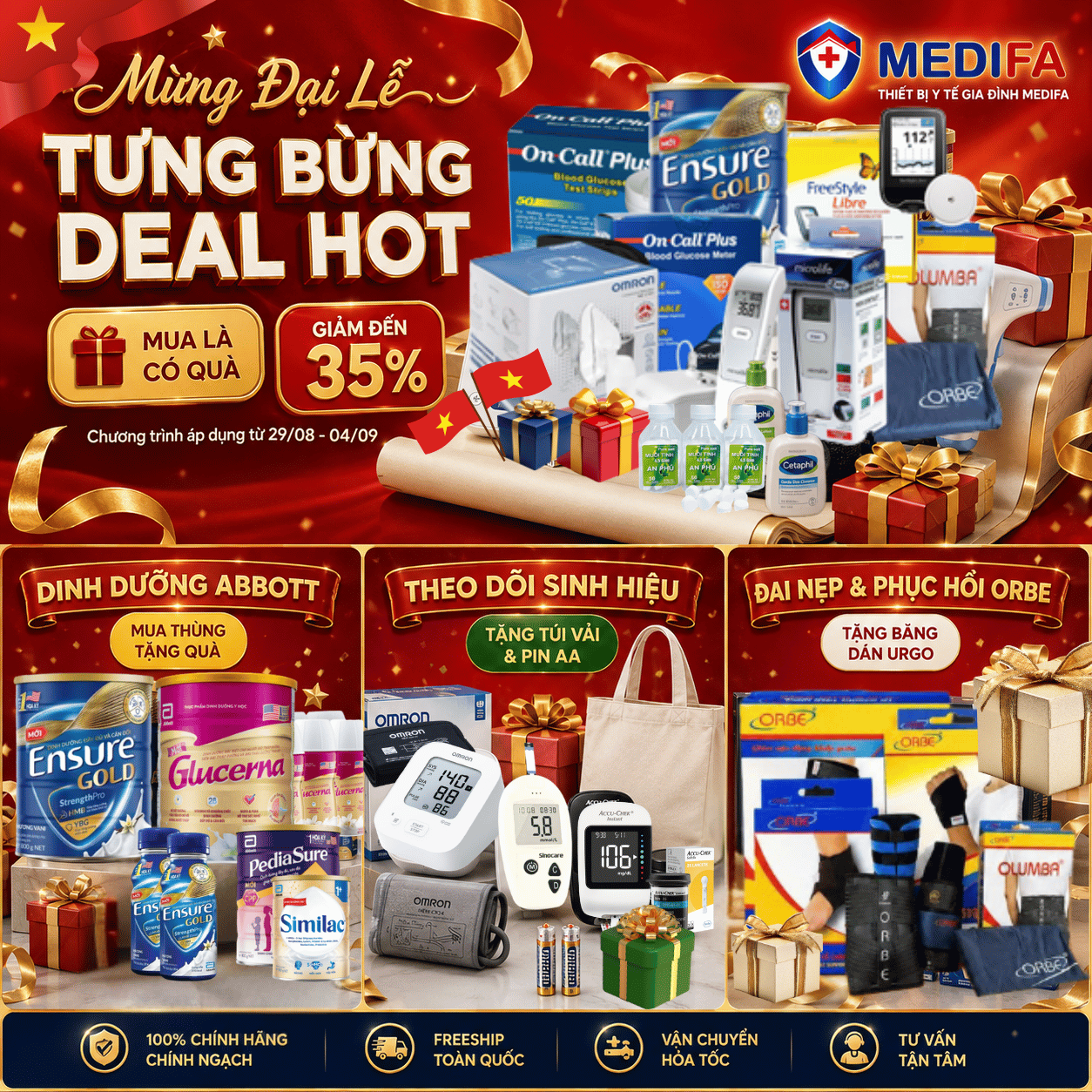 [Đại Tiệc Siêu Sale 02/09] Mừng Tết Độc Lập – Rinh Trọn Cơn Mưa Quà Tặng Y Khoa Tại MEDIFA