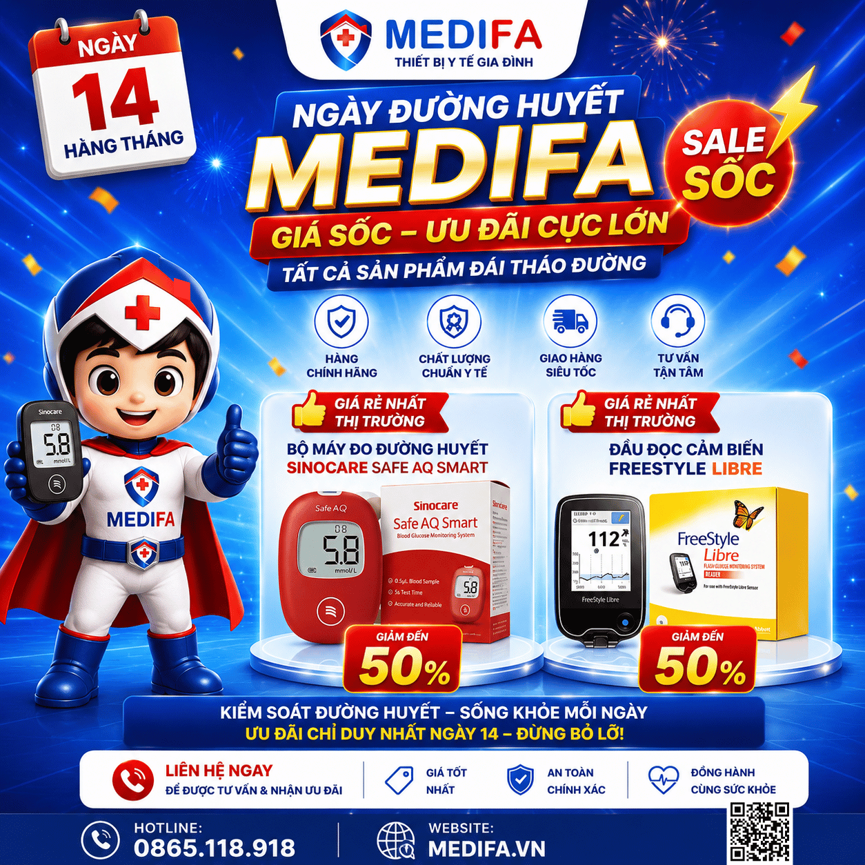 Ngày Hội Đường Huyết Medifa 14/6/2026 Mua Sắm Thả Ga Giá Là Chuyên Nhỏ: Tiết Kiệm Lên Đến 50% Sản Phẩm Tầm Soát Đường Huyết Gia Đình