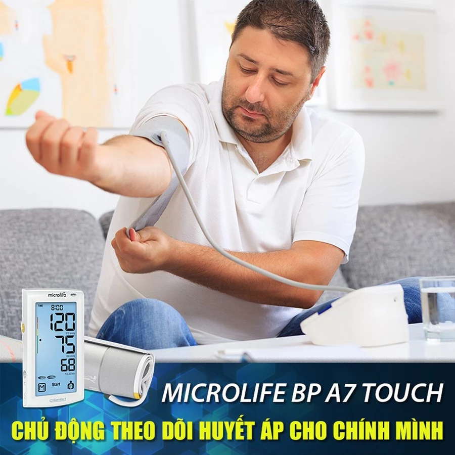 Máy Đo Huyết Áp Bắp Tay Bluetooth Microlife BP A7 Touch BT Cho Kết Quả Chính Xác, Chức Năng Cảnh Báo Đột Quỵ