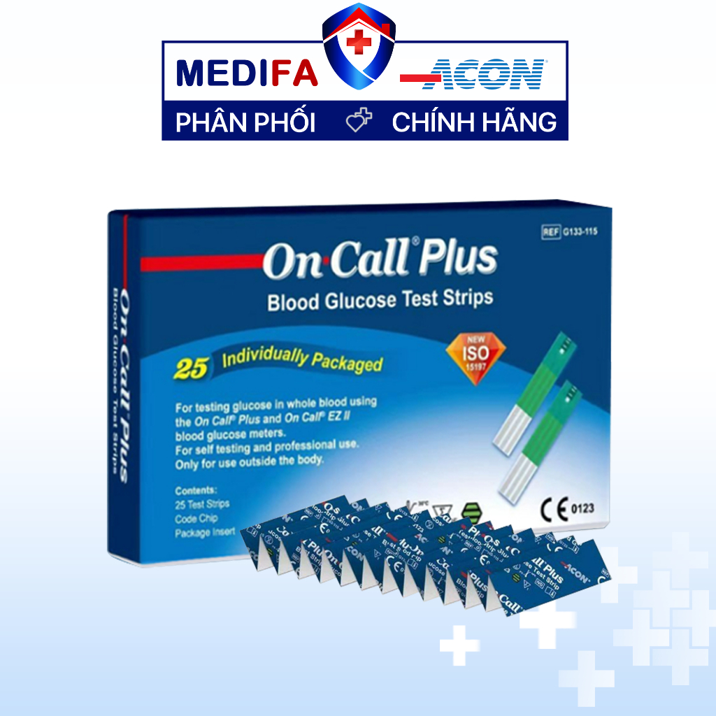 Hộp 25 que thử đường huyết On Call Plus - dạng vỉ