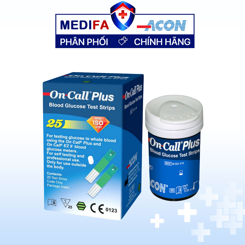 Hộp 25 que thử đường huyết On Call Plus - dạng lọ