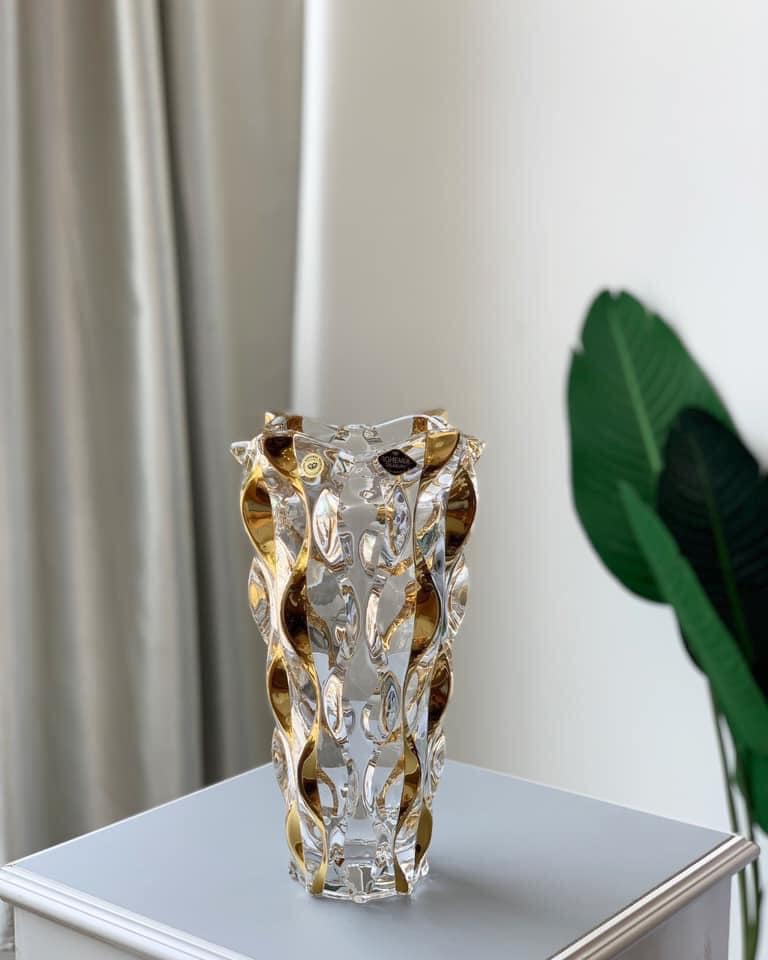 BÌNH HOA BOHEMIA PHA LÊ MẠ VÀNG 30,5 CM