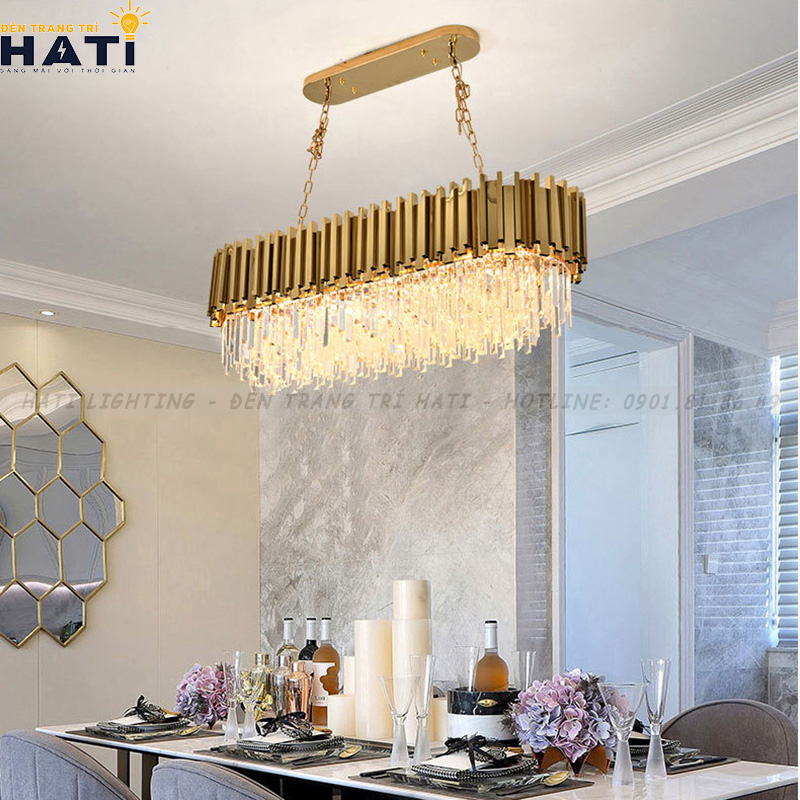 Đèn chùm phòng ăn tạo điểm nhấn cho không gian ấm cúng