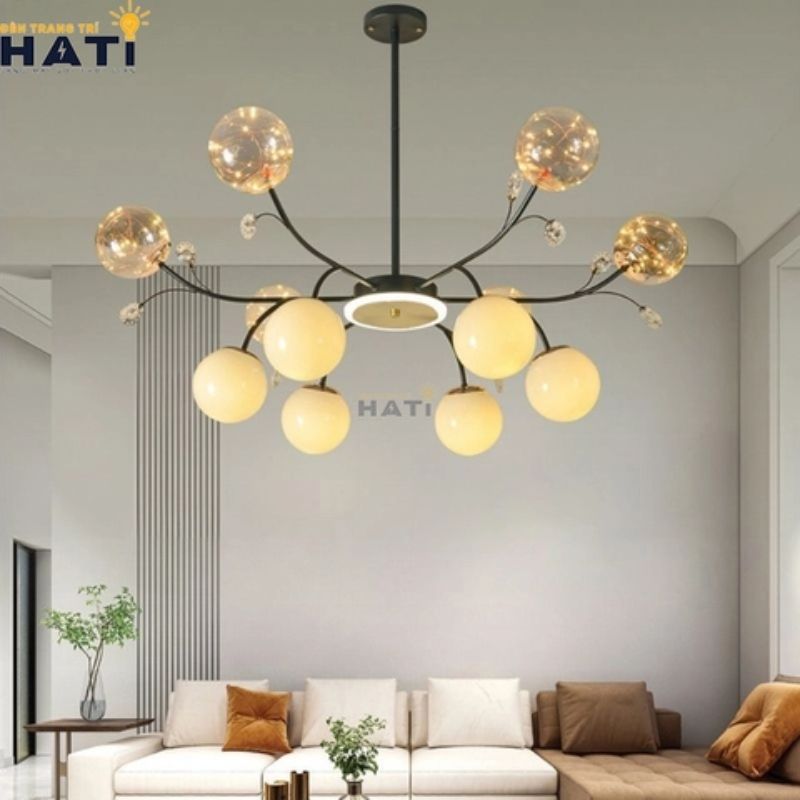 Mẫu đèn chùm phòng khách hiện đại - Xu hướng mới nhất 2025