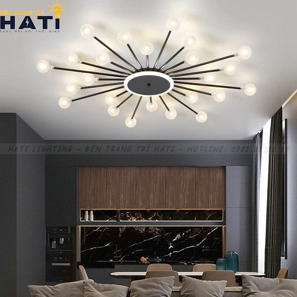 Thiết kế độc đáo với đèn ốp trần phòng khách đẹp thể hiện sự tinh tế và hiện đại