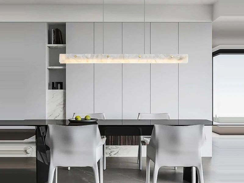Mẫu đèn thả bàn ăn phong cách tối giản minimalist dạng thanh nhôm thanh lịch