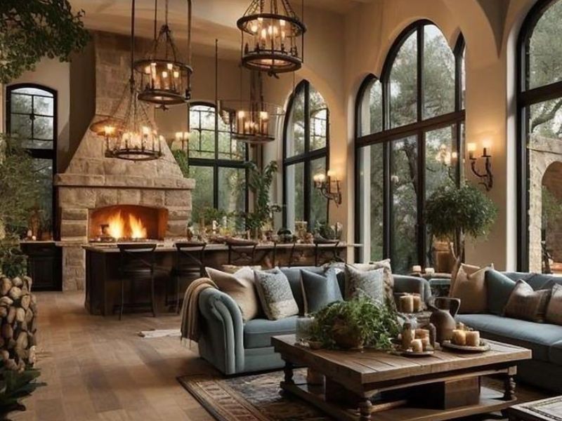 Bố trí đèn phong cách vintage chao gốm và tay đồng cho không gian nhà cổ truyền thống