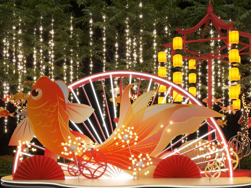 Chọn đèn trang trí trung thu cho sân vườn bằng đèn lồng vải và LED dây ngoài trời
