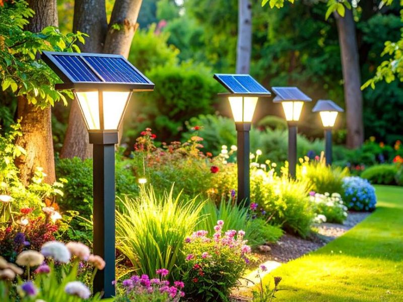 Vị trí đặt tấm pin đón nắng hướng Nam khi lắp đèn năng lượng mặt trời sân vườn