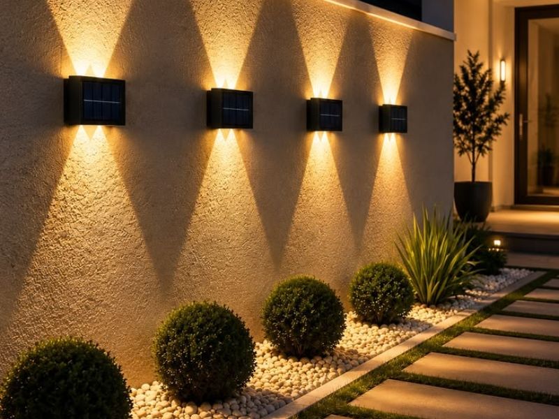 Bố trí hệ thống đèn năng lượng mặt trời sân vườn chiếu sáng lối đi và tiểu cảnh