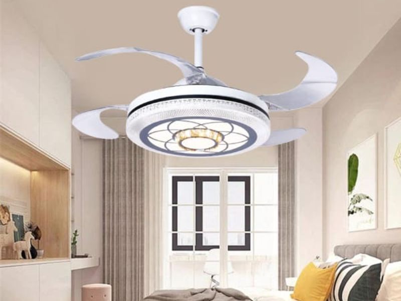 Quạt trần cánh xếp giấu cánh hiện đại trang trí phòng ngủ master