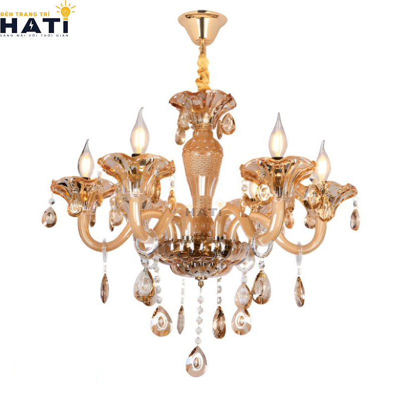 Khớp nối ngàm ren cơ khí CNC và tay uốn lượn đèn chùm tân cổ điển Sible 6 bóng giữ độ cân bằng tĩnh vững chãi tuyệt đối cho toàn bộ giàn đèn