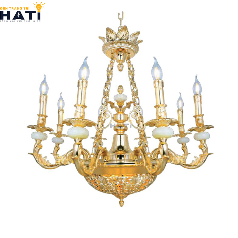 Khớp nối ngàm ren cơ khí CNC và tay uốn lượn đèn chùm tân cổ điển Confident giữ độ cân bằng tĩnh vững chãi tuyệt đối cho toàn bộ giàn đèn