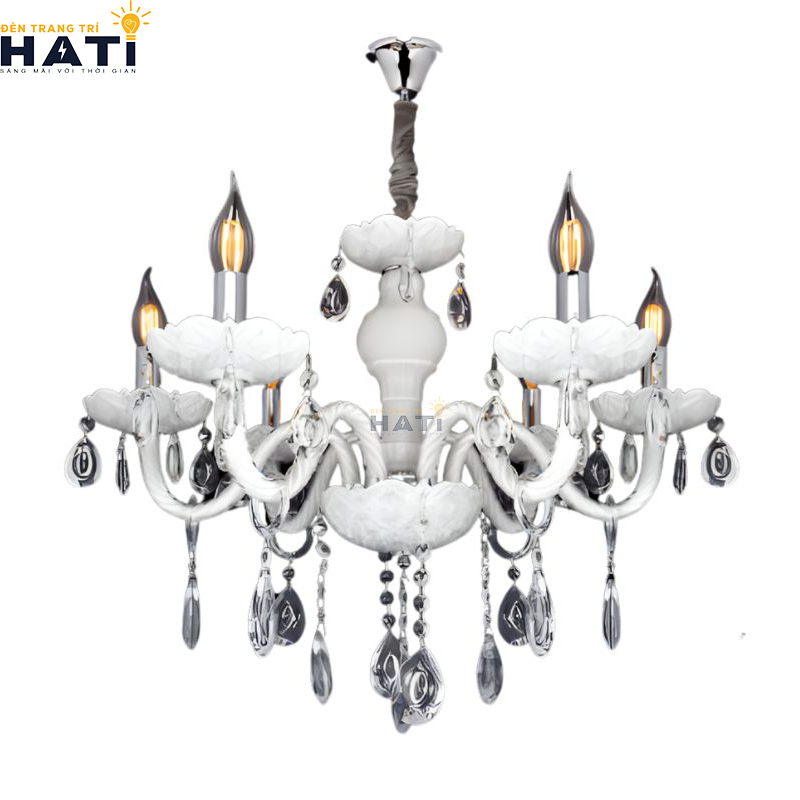 Khớp nối ngàm ren cơ khí CNC và tay uốn lượn đèn chùm tân cổ điển Prac 6 bóng giữ độ cân bằng tĩnh vững chãi tuyệt đối cho toàn bộ giàn đèn