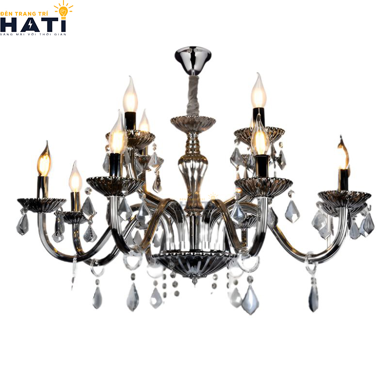 Khớp nối ngàm ren cơ khí CNC và tay uốn lượn đèn chùm tân cổ điển Tical 12 bóng giữ độ cân bằng tĩnh vững chãi tuyệt đối cho toàn bộ giàn đèn