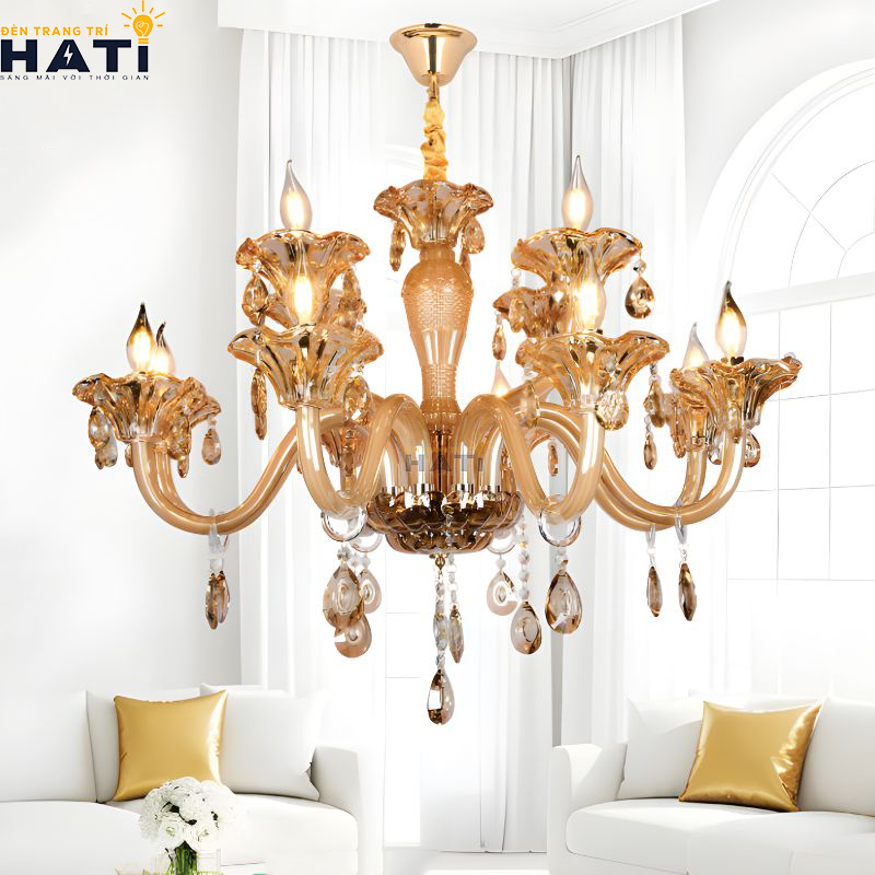 Khớp nối ngàm ren cơ khí CNC và tay uốn lượn đèn chùm tân cổ điển Sible 12 bóng giữ độ cân bằng tĩnh vững chãi tuyệt đối cho toàn bộ giàn đèn