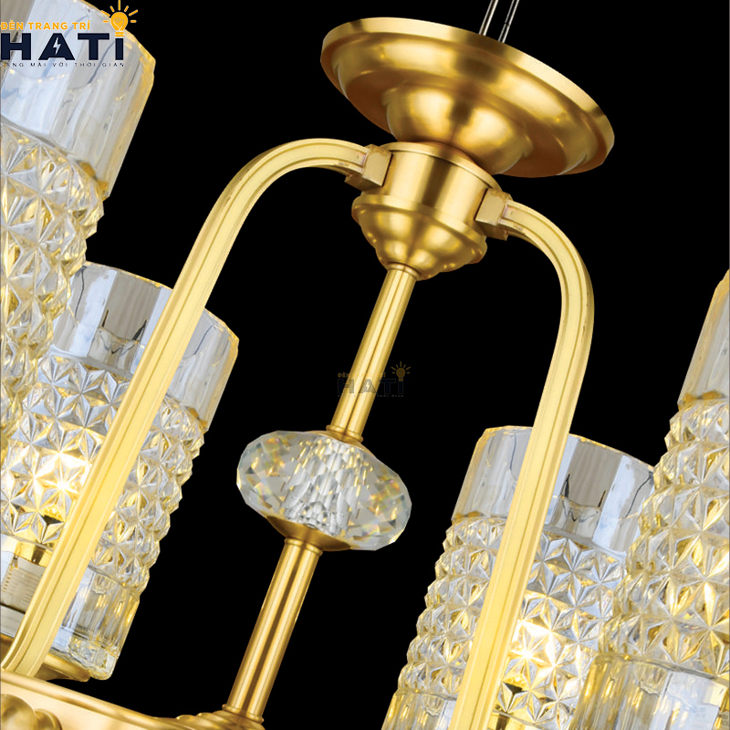 Khớp nối ngàm ren cơ khí CNC và tay uốn lượn đèn chùm tân cổ điển Tical 6 bóng giữ độ cân bằng tĩnh vững chãi tuyệt đối cho toàn bộ giàn đèn