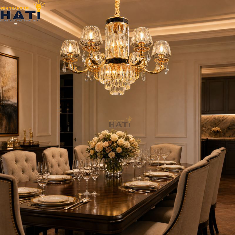 Cận cảnh chao hoa thủy tinh mờ gia nhiệt phiên bản Đèn chùm cổ điển Caring 6 bóng chuẩn đui xoay E27 giúp làm mềm quang thông và triệt tiêu góc chói lóa trực diện