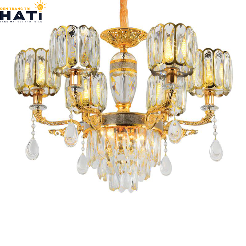 Khớp nối ngàm ren cơ khí CNC và tay uốn lượn đèn chùm tân cổ điển Organi 6 bóng giữ độ cân bằng tĩnh vững chãi tuyệt đối cho toàn bộ giàn đèn
