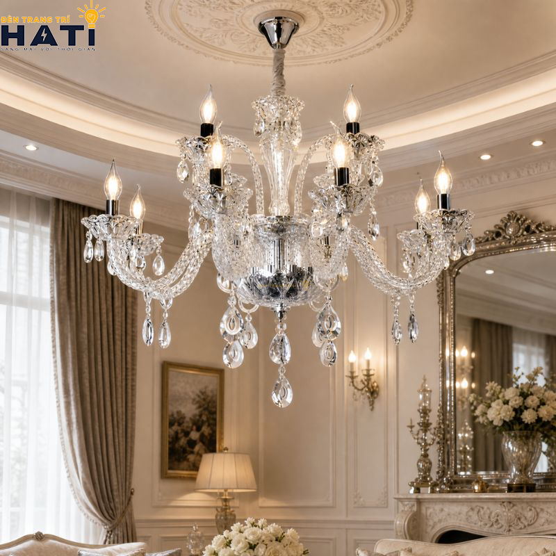 Diện mạo vương giả và cân đối của Đèn chùm cổ điển Respon 12 bóng màu nâu đồng giả cổ tạo điểm nhấn quý phái cho không gian biệt thự