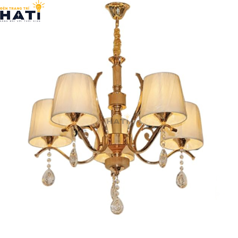 Khớp nối ngàm ren cơ khí CNC và tay uốn lượn đèn chùm tân cổ điển Crispy 5 bóng giữ độ cân bằng tĩnh vững chãi tuyệt đối cho toàn bộ giàn đèn