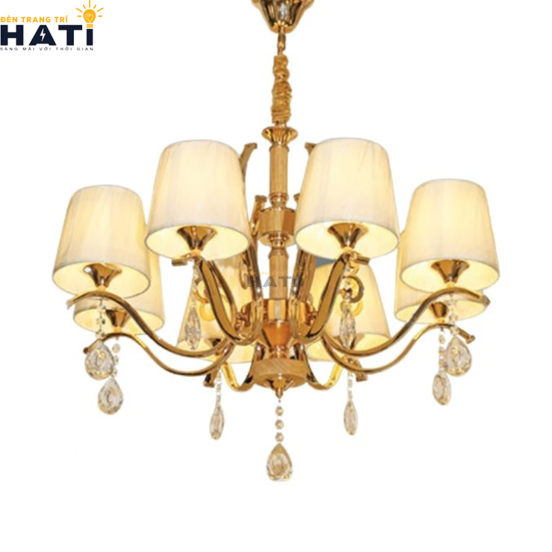Khớp nối ngàm ren cơ khí CNC và tay uốn lượn đèn chùm tân cổ điển Crispy 8 bóng giữ độ cân bằng tĩnh vững chãi tuyệt đối cho toàn bộ giàn đèn