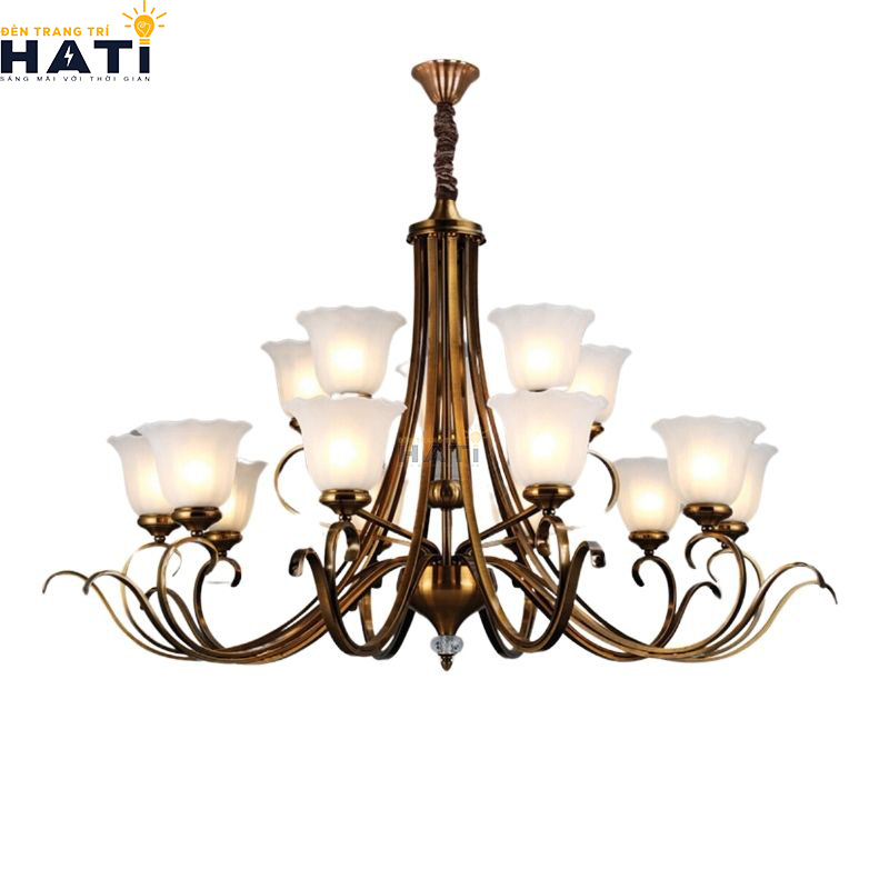 Khớp nối ngàm ren cơ khí CNC và tay uốn lượn đèn chùm tân cổ điển Gloomy 15 bóng giữ độ cân bằng tĩnh vững chãi tuyệt đối cho toàn bộ giàn đèn