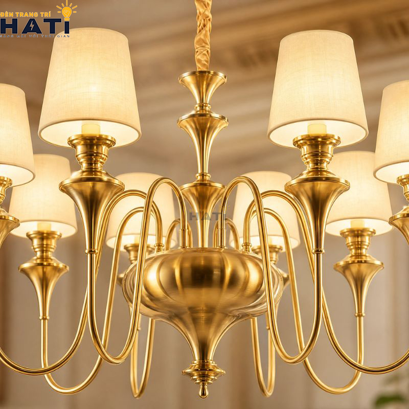 Chất lượng nước sơn nhiệt tĩnh điện màu nâu đồng trên đèn chùm tân cổ điển Respon 8 bóng chống oxy hóa và ngăn chặn rỉ sét bong tróc trước nồm ẩm